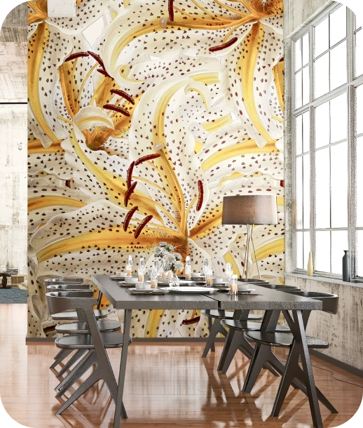 Yellow big mural wallpaper perfect for dining room